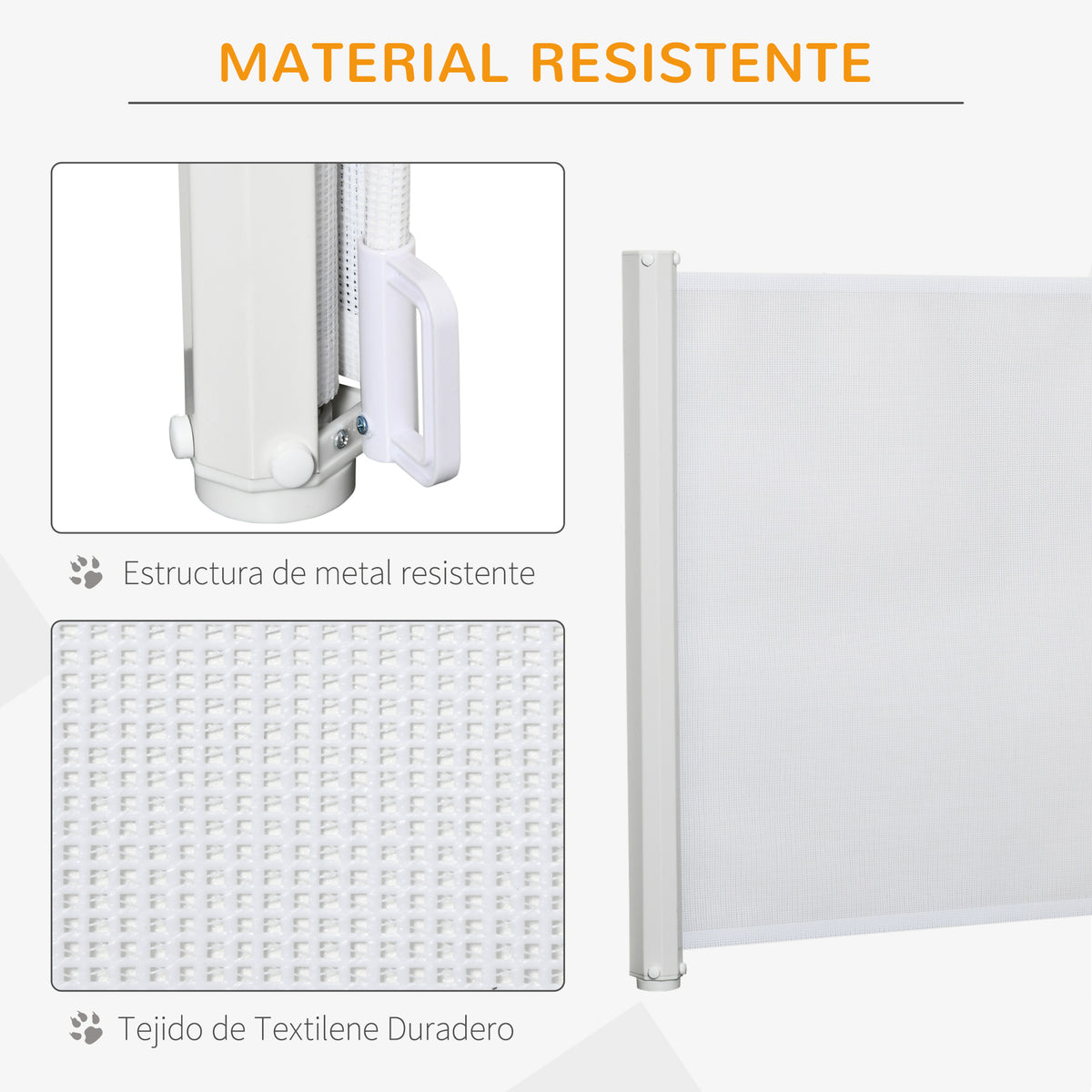 Pawhut Barrera Para Perros Retráctil Con Ancho Ajustable 5,5-115 Cm Blanco_5