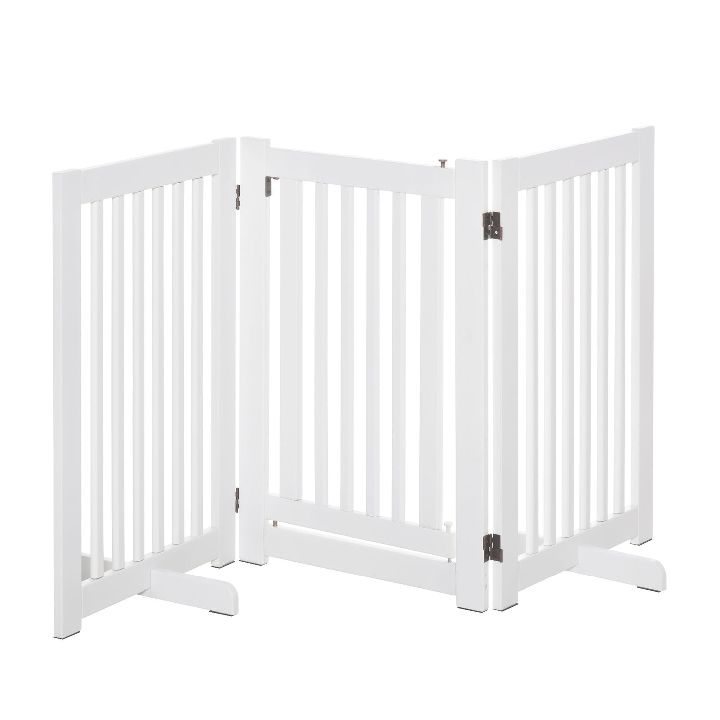 Pawhut Barrera Para Perros Plegable De Madera Con 1 Puerta 155x35,5x76 Cm Blanco_0