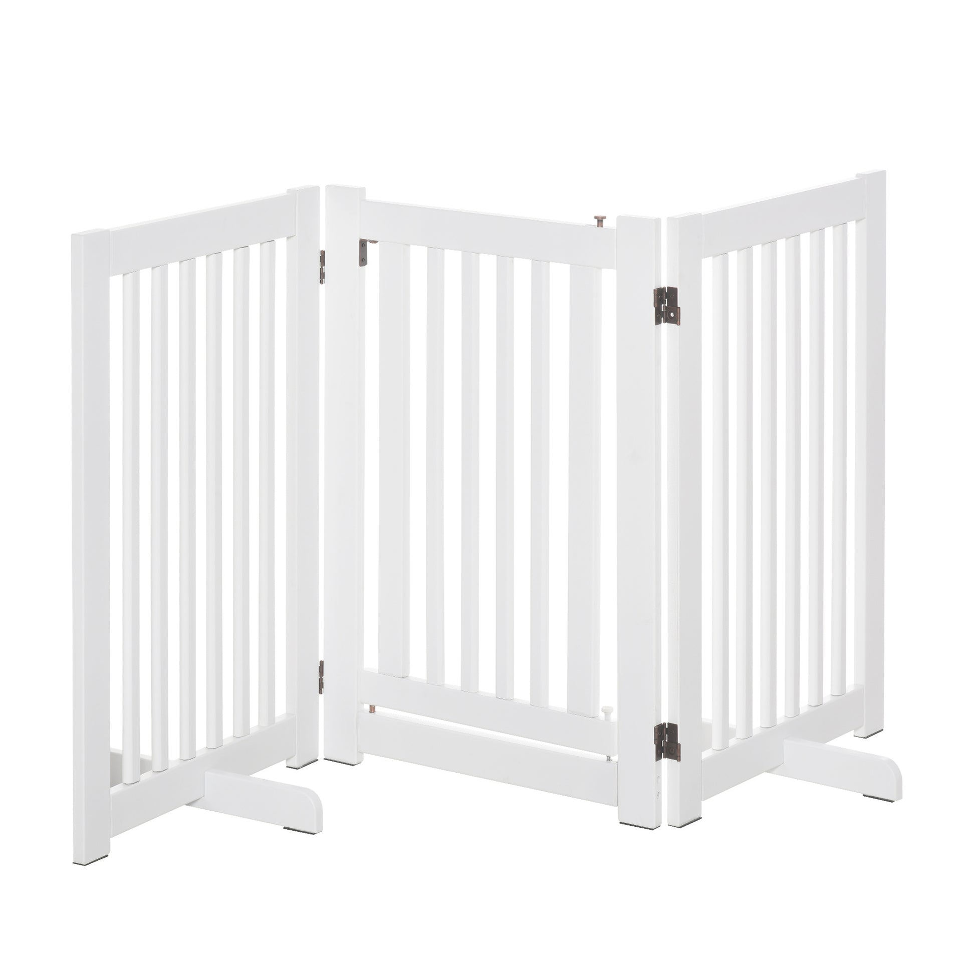 Pawhut Barrera Para Perros Plegable De Madera Con 1 Puerta 155x35,5x76 Cm Blanco_0