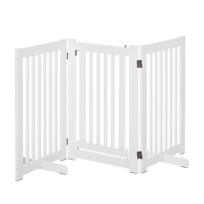 Pawhut Barrera Para Perros Plegable De Madera Con 1 Puerta 155x35,5x76 Cm Blanco_0