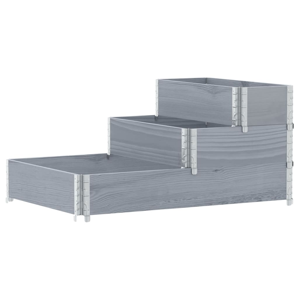 Arriate Elevado De 3 Niveles Madera Maciza Pino Gris 120x80 Cm_4