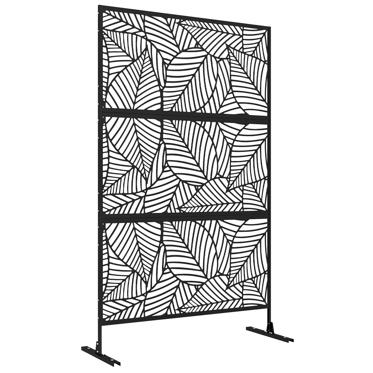 Outsunny Biombo Separador De Ambientes De 3 Paneles 122x198 Cm Negro_0