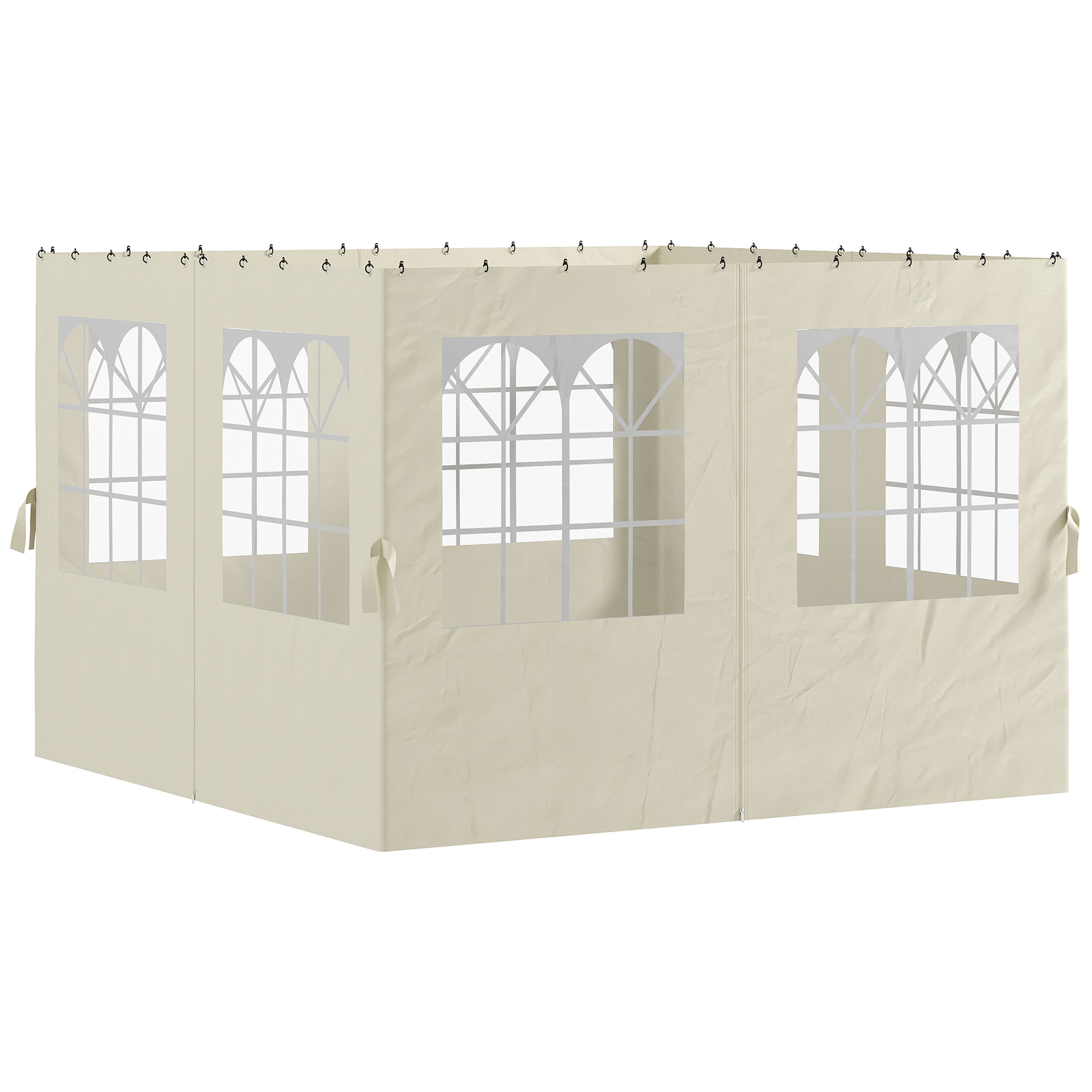 Outsunny 4 Paredes Laterales Para Cenador 3x3 M Con 8 Ventanas Crema_0
