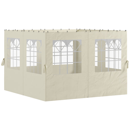 Outsunny 4 Paredes Laterales Para Cenador 3x3 M Con 8 Ventanas Crema_0