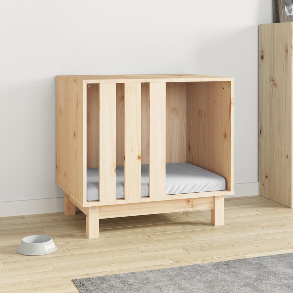 Caseta Para Perros Madera Maciza De Pino 60x45x57 Cm_2