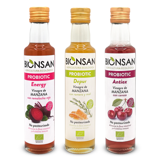 Pack 3 Vinagres De Manzana Sabores Eco Bionsan 250ml_0