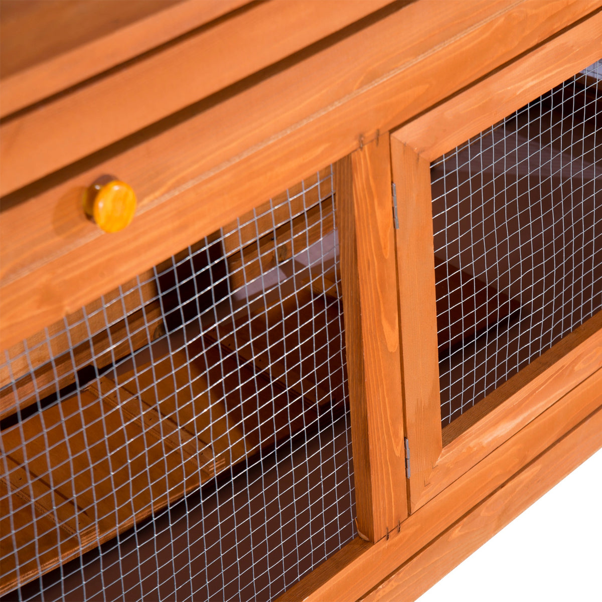 Pawhut Conejera Madera Exterior 2 Pisos Con Techo Abrible Bandejas 120x48x100 Cm_3