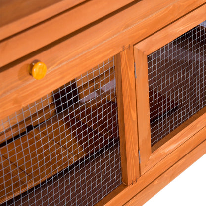 Pawhut Conejera Madera Exterior 2 Pisos Con Techo Abrible Bandejas 120x48x100 Cm_3