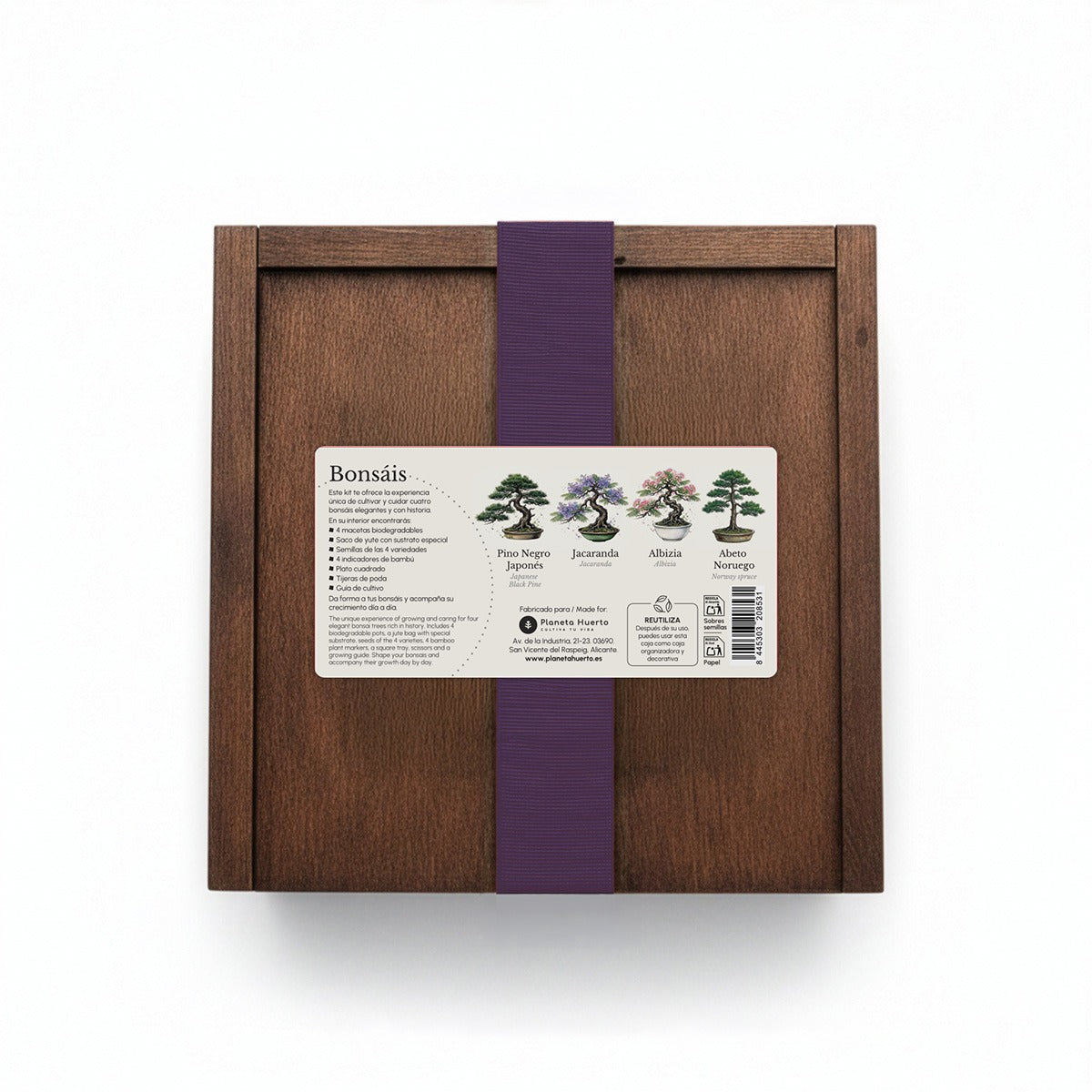 Kit de Cultivo de Bonsáis en Caja de Madera – Regalo Original Planeta Huerto