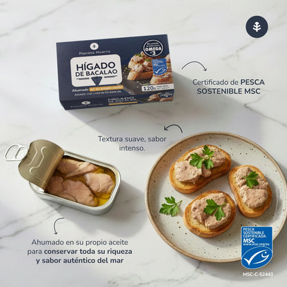 Hígado de bacalao en su propio aceite MSC pesca sostenible Planeta Huerto 120 g