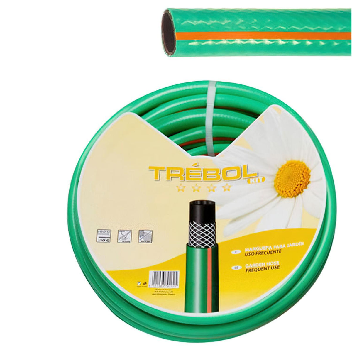 Manguera Verde Trebol Trenzado 15 Mm. - 5/8 Rollo 50 Metros_0