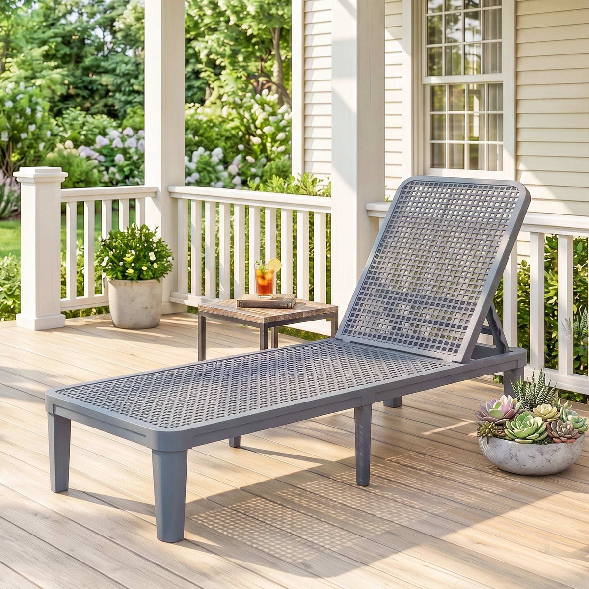 Outsunny Tumbona Jardín Exterior Con Respaldo Ajustable 191x55x35,5 Cm Gris_1
