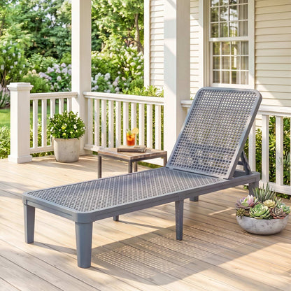Outsunny Tumbona Jardín Exterior Con Respaldo Ajustable 191x55x35,5 Cm Gris_1