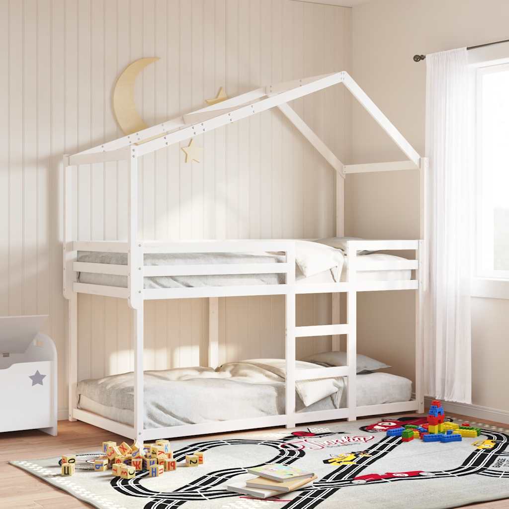 Techo De Cama Infantil Madera Maciza Blanco 203x80,5x142 Cm_1