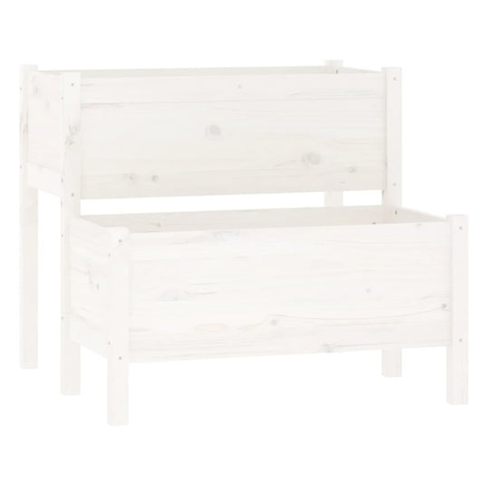 Jardinera Madera Maciza De Pino Blanco 84,5x84x75 Cm_0