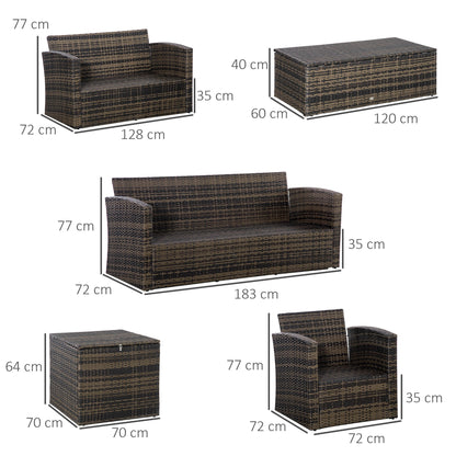Conjunto De Jardín Outsunny Ratán Pe, Metal Caqui 183x72x77 Cm_2