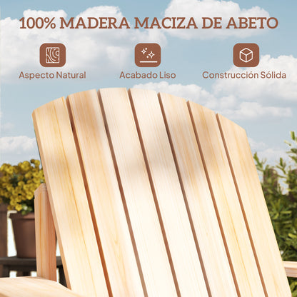 Outsunny Silla Adirondack Jardín De Madera Con Reposabrazos 72x95x93 Cm Natural_5
