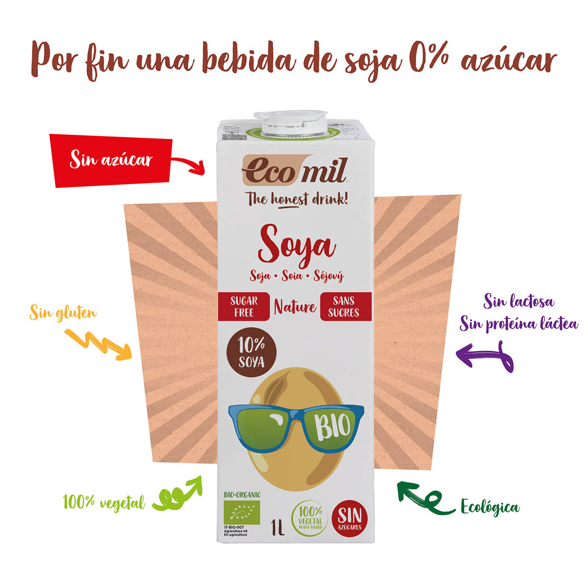 Bebida de Soja Sin azúcar Ecomil Bio 1 L