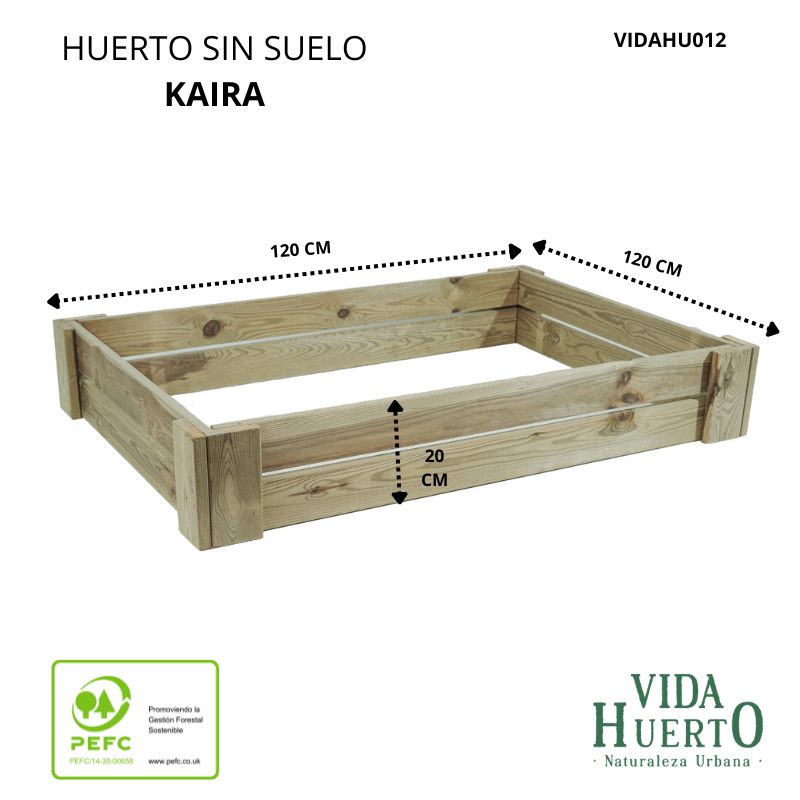 Cajón De Cultivo Kaira. Altura De 20 Cm. Sin Base. Vidahuerto 120x120x20 Cm._4