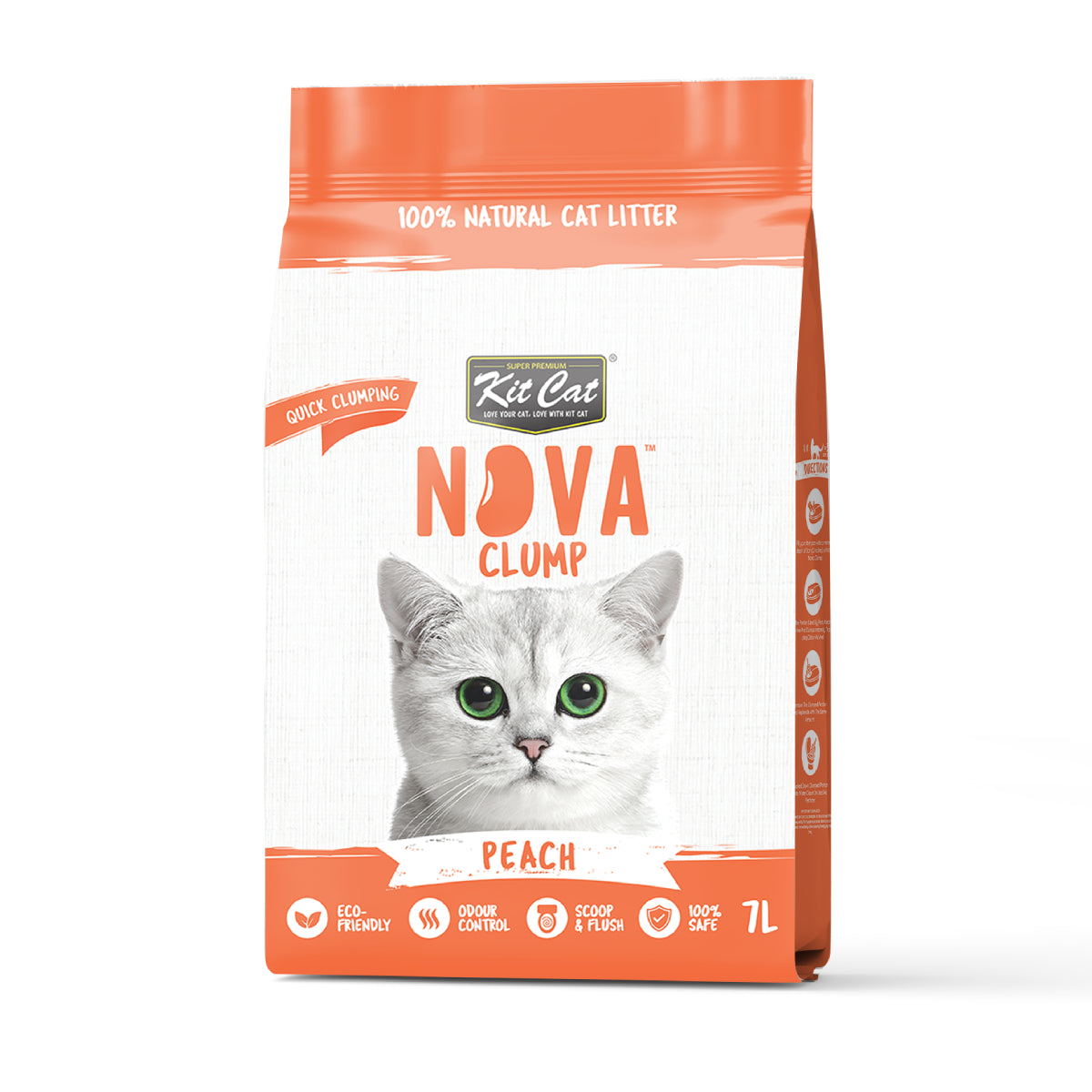 Pack 12 Kit Cat Arena Eco Nova Clump - Peach 7 L Arena para gatos - Frutal, Ligera y Fresca