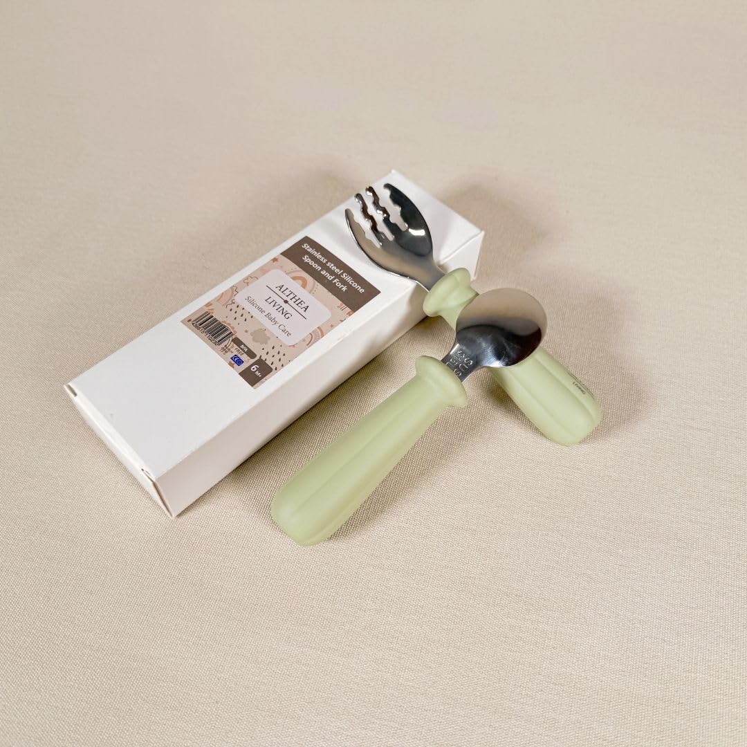 Juego De Tenedor Y Cuchara - Verde Oliva._1