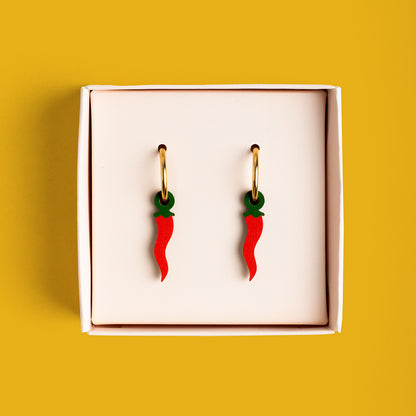 Pendientes Guindilla - Aro de Acero Quirúrgico y Bañado en Oro de 18k - Nature Vibes_1