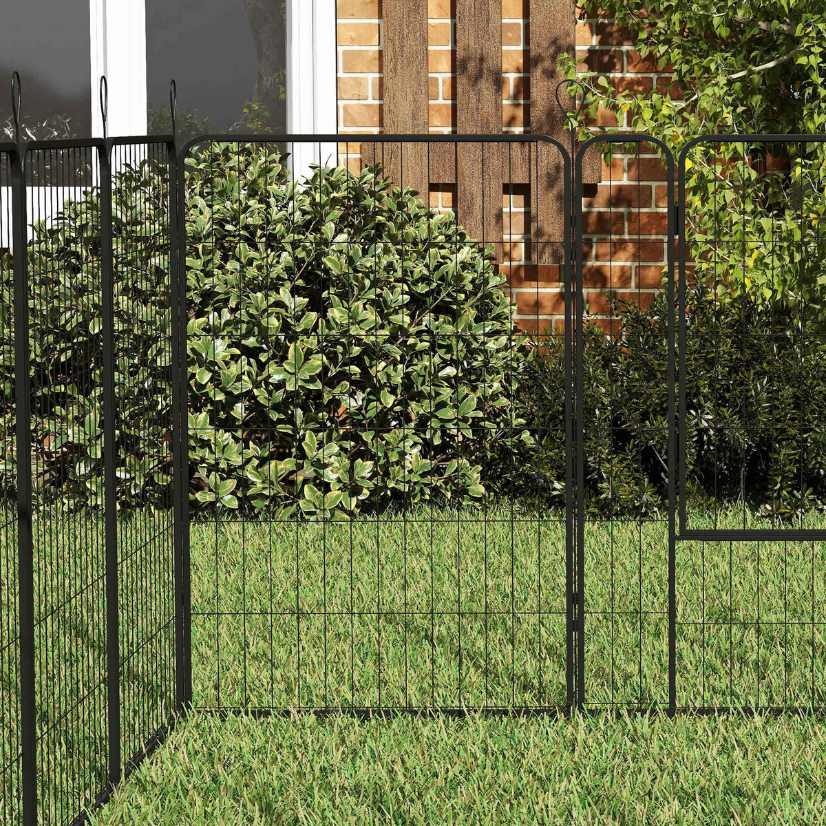 Pawhut Parque Para Perros De 12 Paneles 80x120 Cm Con 2 Puertas Negro_4