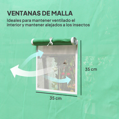 Outsunny Invernadero De Túnel 296x196x200 Cm Con 3 Puertas Y 6 Ventanas Verde_5