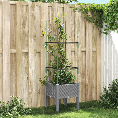 Jardinera Con Enrejado Pp Gris Claro 40x40x142,5 Cm_1