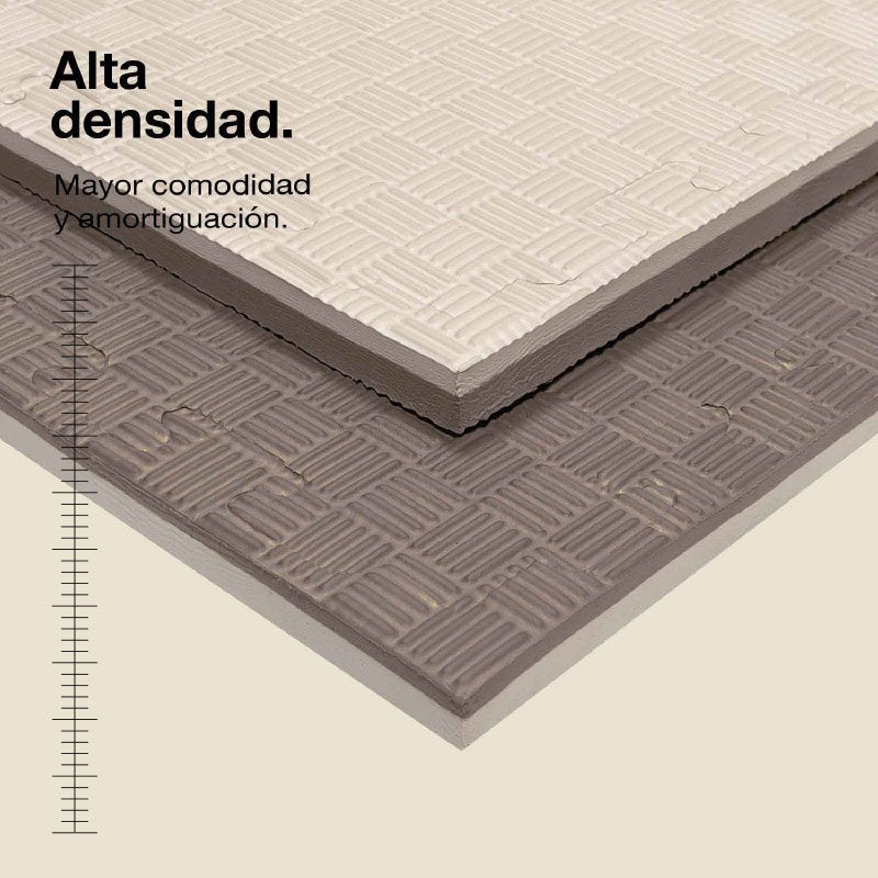 Tatami Puzzle 2cm 100x100cm – Superficie 5 Líneas Gris/blanco Jowy_1