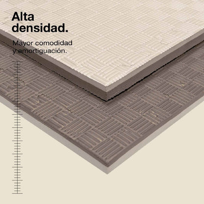 Tatami Puzzle 2cm 100x100cm – Superficie 5 Líneas Gris/blanco Jowy_1
