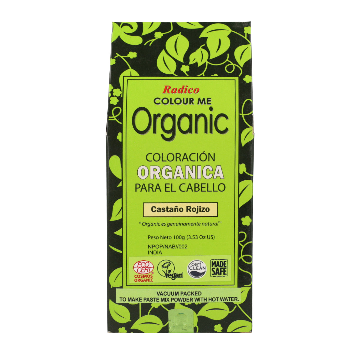 Tinte cabello vegetal castaño rojizo  Radico 100 g