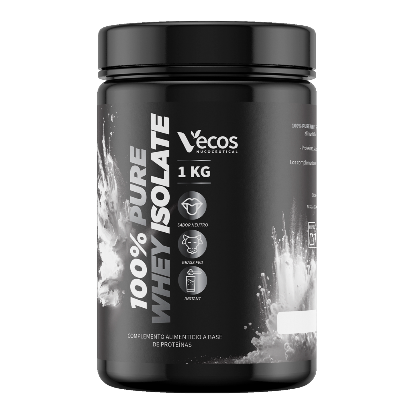 100% Pure Whey Isolate Vecos 1 Kg | Proteína Aislada Para Masa Muscular | 27,9 G Por Toma_0