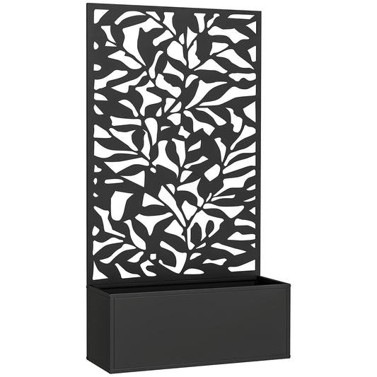 Jardinera Exterior Outsunny Metal Negro 61x23x113 Cm_0