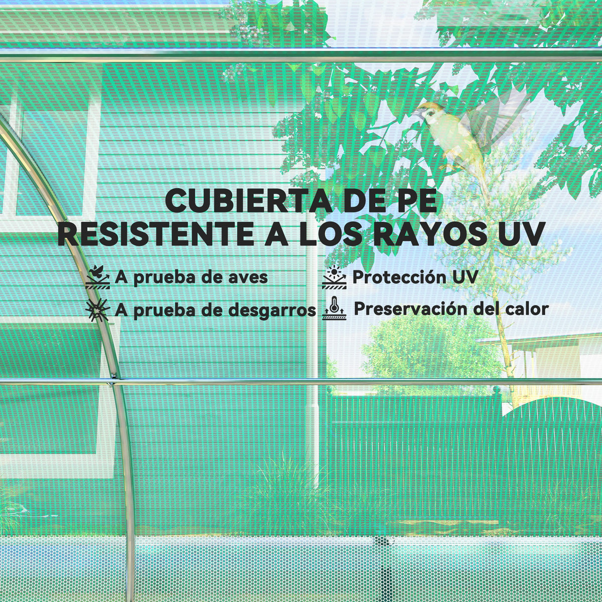 Invernadero De Túnel Outsunny Pe, Acero Galvanizado Verde 447x200x198 Cm_5