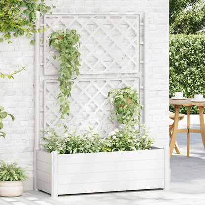 Jardinera Con Enrejado Pp Blanca 100x43x142 Cm_2