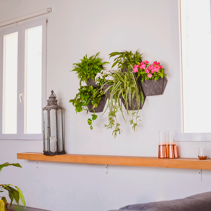 Jardín Vertical Modular Citysens Con Riego Automático De 3 Maceteros – Gris Claro Con Funda Téxtil Reciclada_2