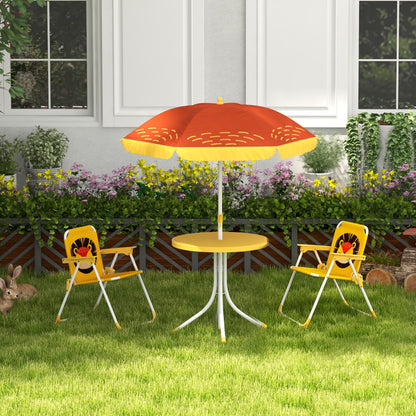 Outsunny Conjunto De Mesa Y Sillas Para Exterior Infantil Con Sombrilla Amarillo_1