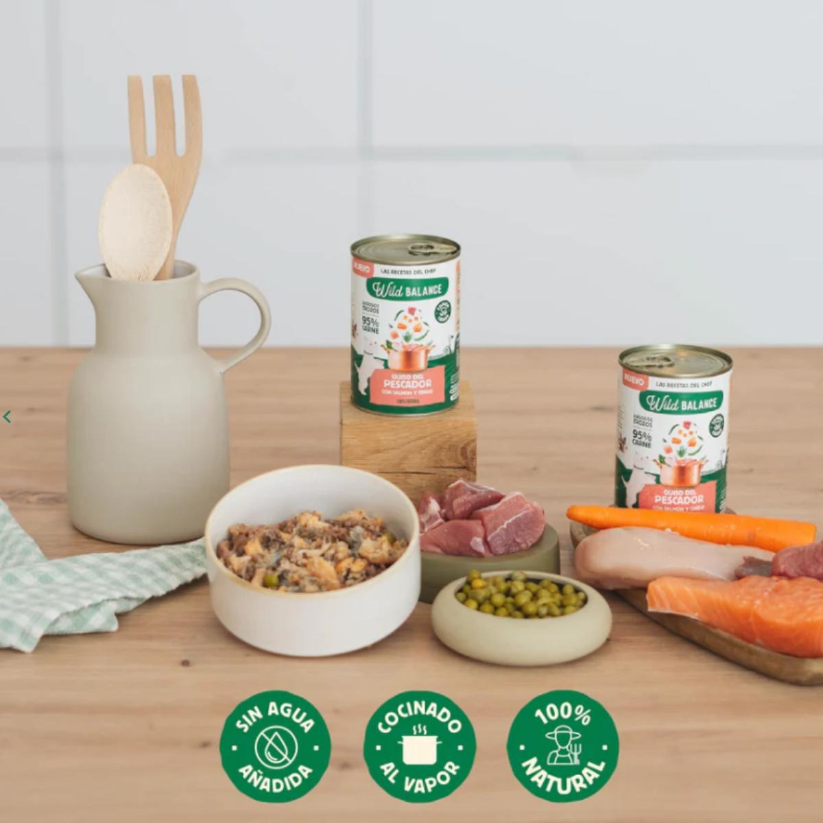 Pack 6X Guiso del pescador salmón y cerdo para perros Wild Balance 400 g