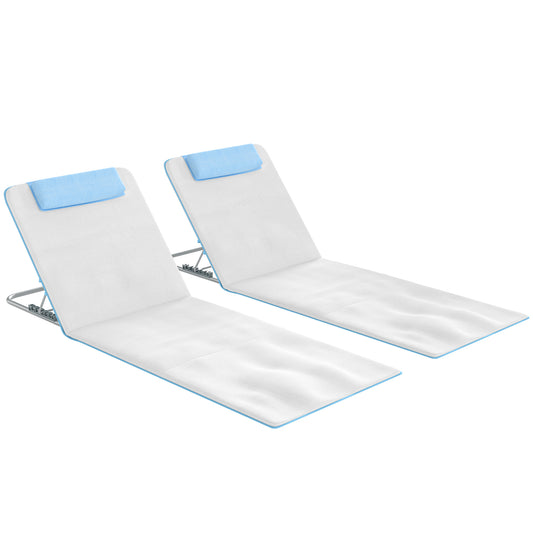 Outsunny Conjunto De 2 Esterillas De Playa Plegable 134x48x33-43 Cm Beige_0