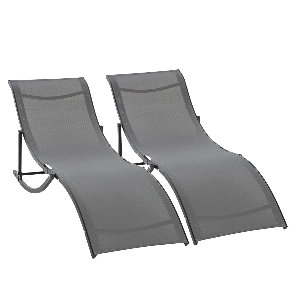 Outsunny Juego De 2 Tumbonas Plegables Con Marco De Aluminio 165x61x63 Cm Gris_3
