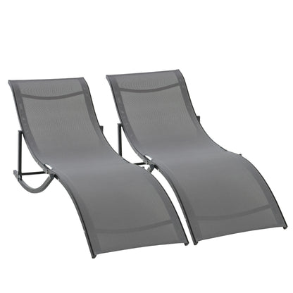 Outsunny Juego De 2 Tumbonas Plegables Con Marco De Aluminio 165x61x63 Cm Gris_3
