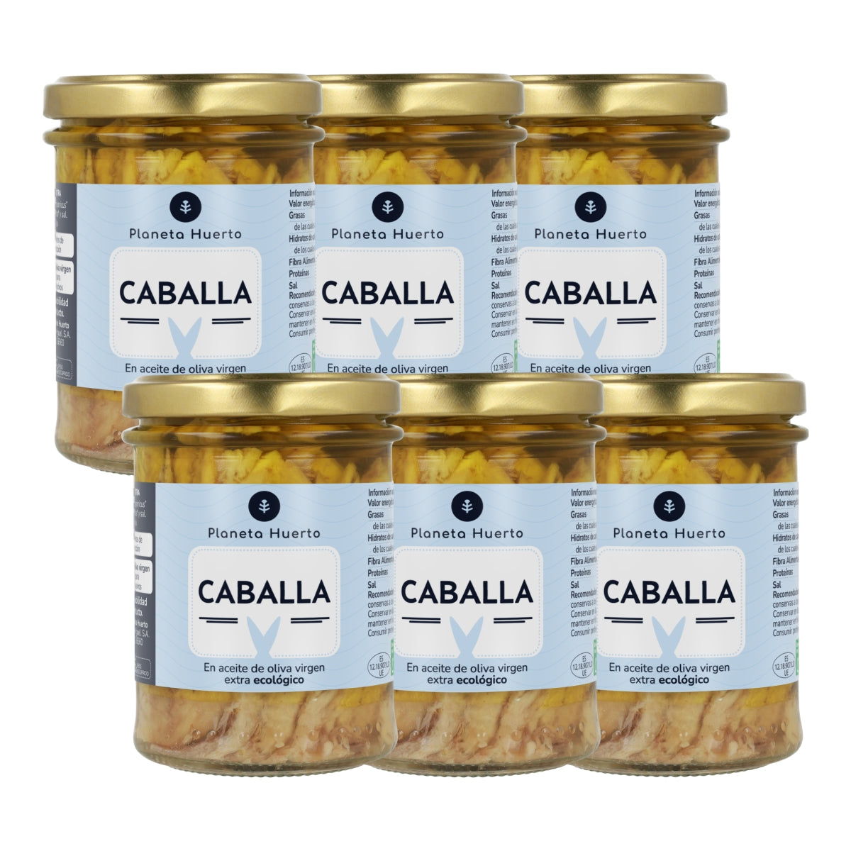 Pack 6x Caballa en aceite de oliva virgen extra ECO Planeta Huerto 190 g
