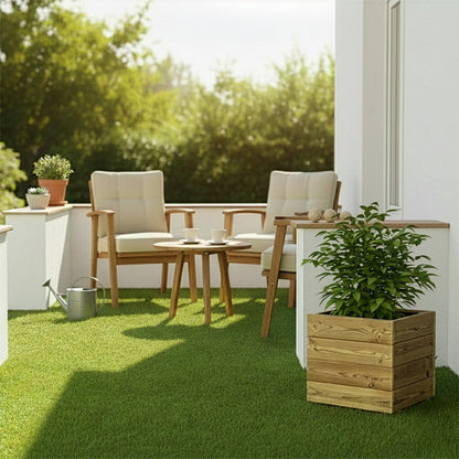 Jardinera Cuadrada De Madera Tratada Para Exterior Pun Hortalia 40x40x40 Cm_1