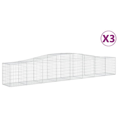 Cestas De Gaviones 3 Uds Forma De Arco Hierro 400x50x60/80 Cm_0