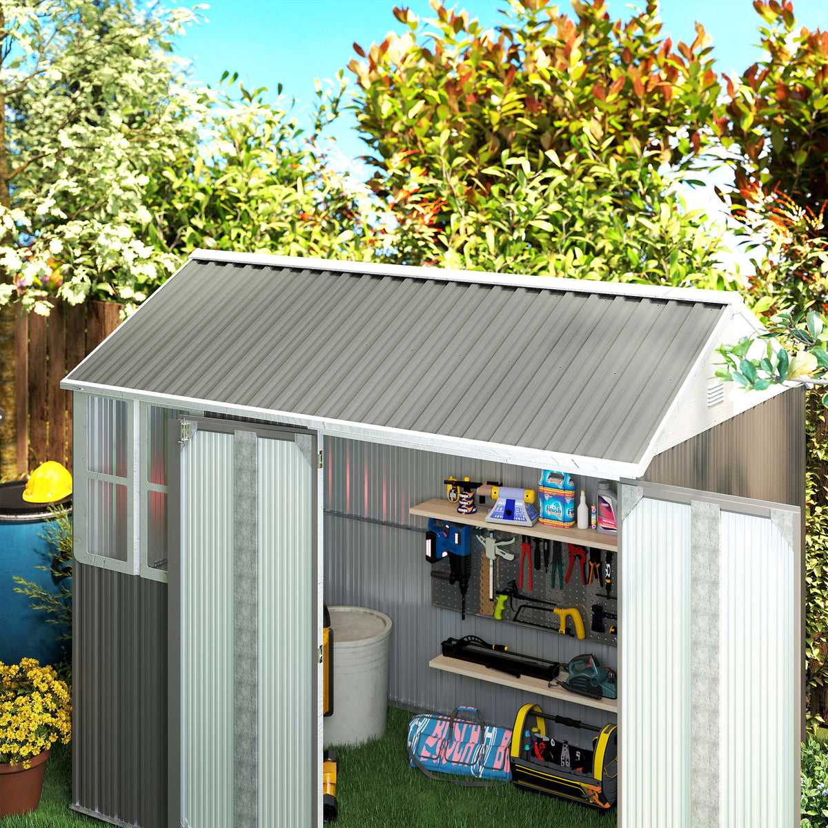 Outsunny Juego De 12 Paneles Para Tejado De Acero Galvanizado 129x45cm Gris_1