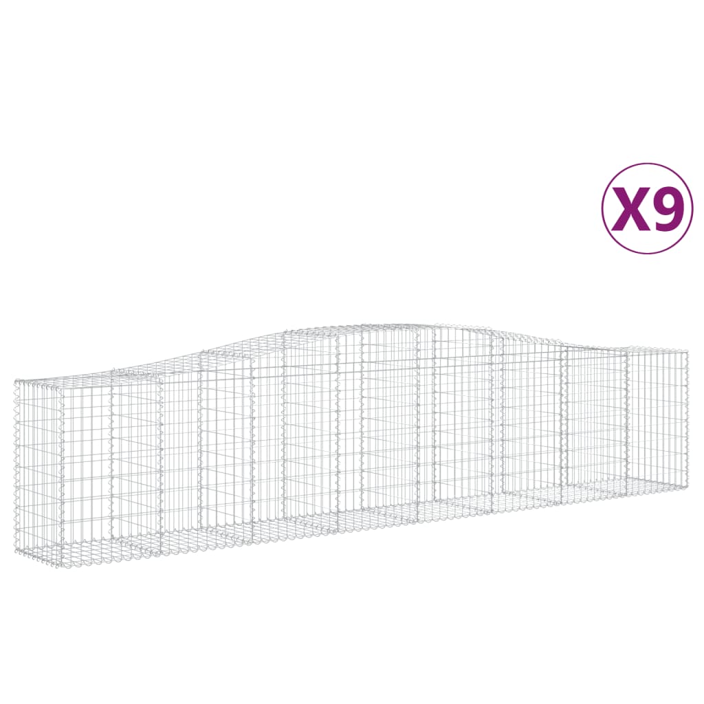 Cestas De Gaviones 9 Uds Forma De Arco Hierro 400x50x80/100 Cm_0