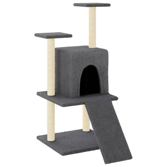 Rascador Para Gatos Con Postes De Sisal Gris Oscuro 110 Cm_0
