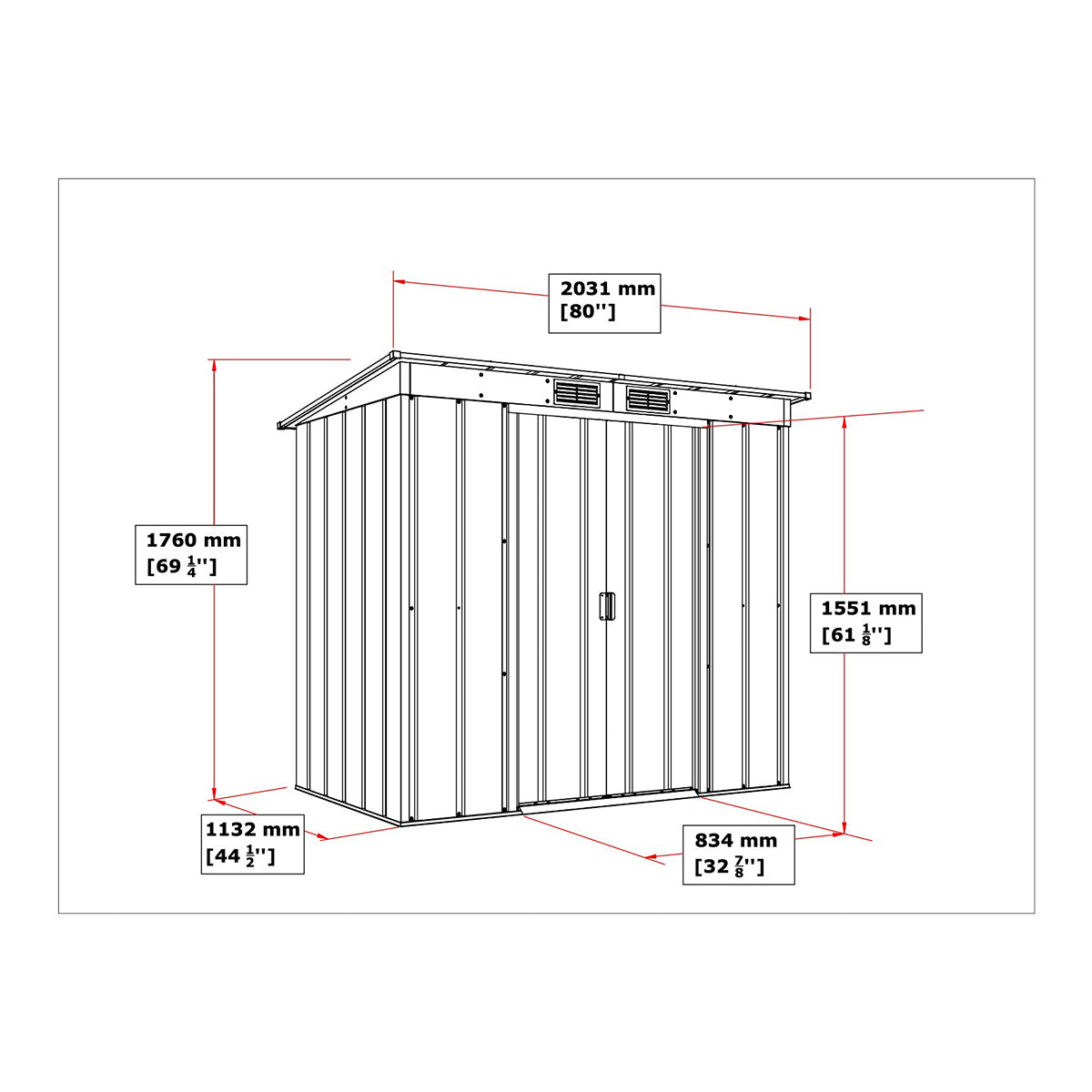 Caseta Jardín Eco Pent Roof 6×4 Metal Gris Antracita_3