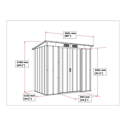 Caseta Jardín Eco Pent Roof 6×4 Metal Gris Antracita_3